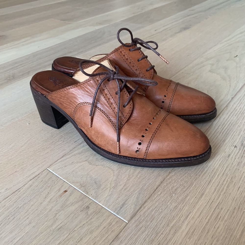 The Office Of Angela Scott Leather "Miss Sienna" Mules Sz 39